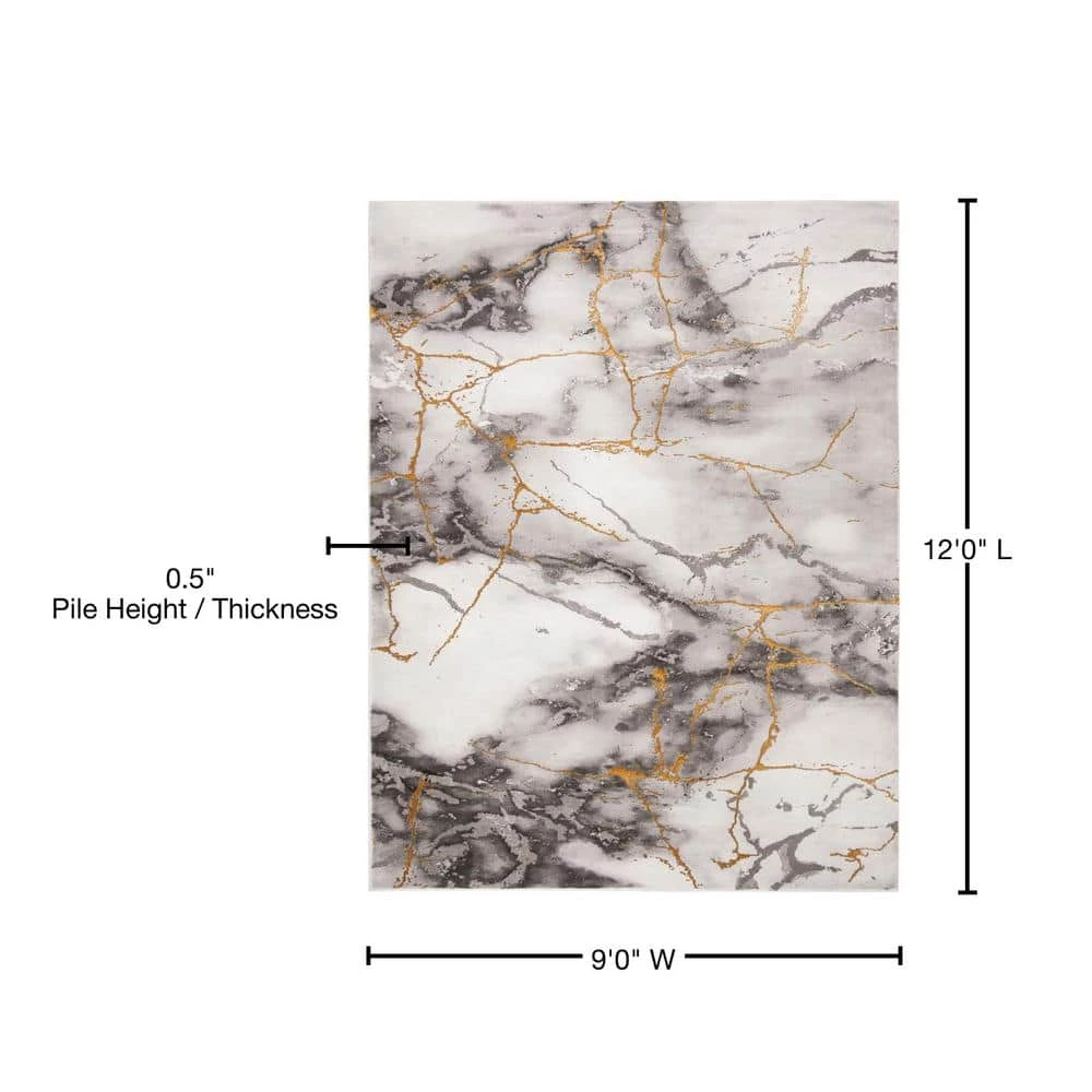 Craft Gray/Gold 9 ft. x 12 ft. Distressed Abstract Area Rug by SAFAVIEH 7 Craft Gray/Gold 9 ft. x 12 ft. Distressed Abstract Area Rug by SAFAVIEH - Image 7