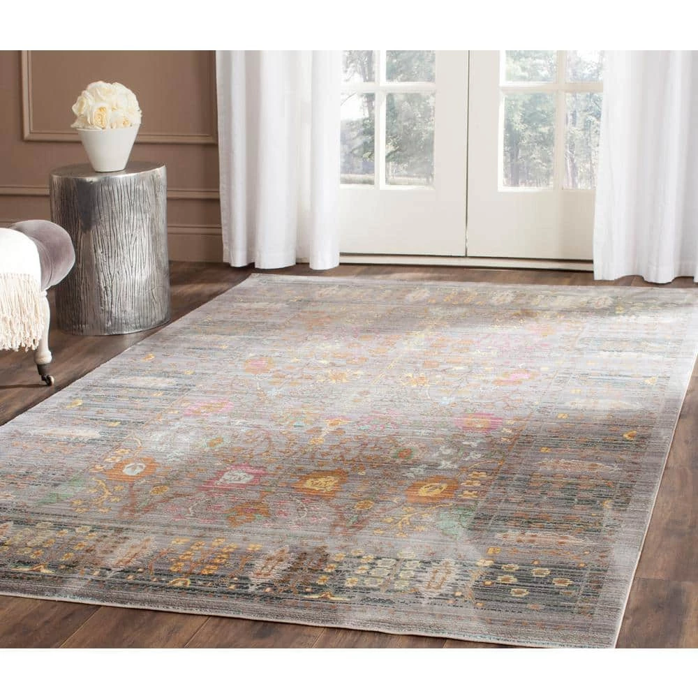 Valencia Gray/Multi 6 ft. x 9 ft. Distressed Border Area Rug by SAFAVIEH 2 Valencia Gray/Multi 6 ft. x 9 ft. Distressed Border Area Rug by SAFAVIEH - Image 2