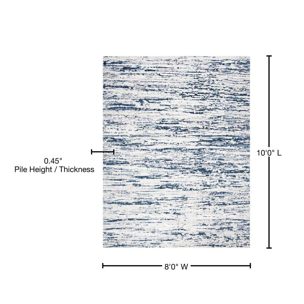 Amelia Gray/Navy 8 ft. x 10 ft. Abstract Striped Area Rug by SAFAVIEH 8 Amelia Gray/Navy 8 ft. x 10 ft. Abstract Striped Area Rug by SAFAVIEH - Image 8