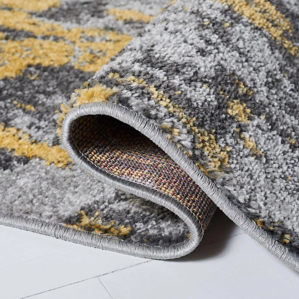 Adirondack Gray/Yellow 12 ft. x 12 ft. Distressed Abstract Square Area Rug by SAFAVIEH 6 Adirondack Gray/Yellow 12 ft. x 12 ft. Distressed Abstract Square Area Rug by SAFAVIEH - Image 6