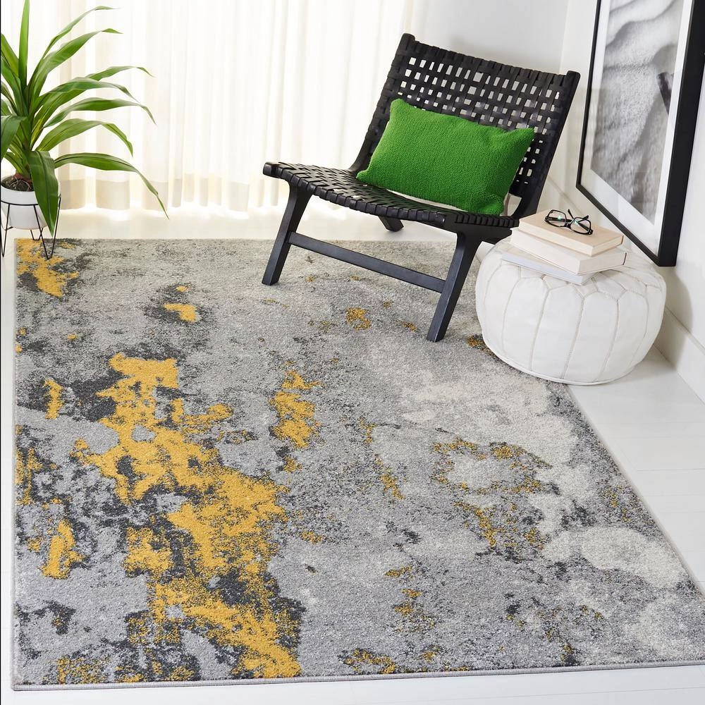 Adirondack Gray/Yellow 12 ft. x 12 ft. Distressed Abstract Square Area Rug by SAFAVIEH 7 Adirondack Gray/Yellow 12 ft. x 12 ft. Distressed Abstract Square Area Rug by SAFAVIEH - Image 7
