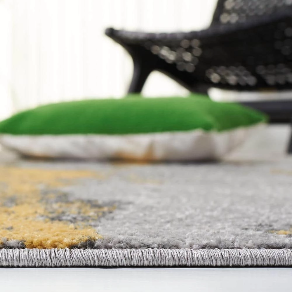 Adirondack Gray/Yellow 12 ft. x 12 ft. Distressed Abstract Square Area Rug by SAFAVIEH 5 Adirondack Gray/Yellow 12 ft. x 12 ft. Distressed Abstract Square Area Rug by SAFAVIEH - Image 5