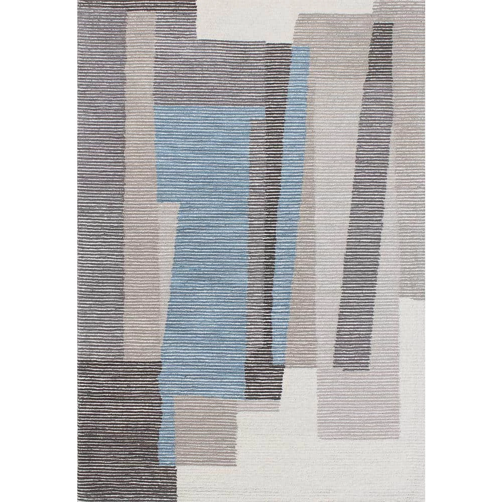 Eccentric Grey/Blue/Ivory 5 ft. x 8 ft. Geometric Area Rug by Dynamic Rugs 1 Eccentric Grey/Blue/Ivory 5 ft. x 8 ft. Geometric Area Rug by Dynamic Rugs