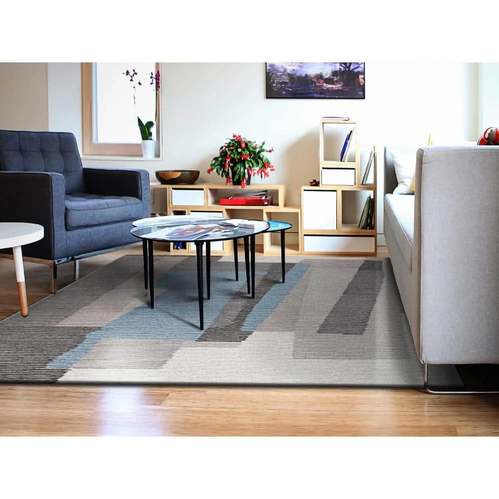 Eccentric Grey/Blue/Ivory 8 ft. x 10 ft. Geometric Area Rug by Dynamic Rugs 2 Eccentric Grey/Blue/Ivory 8 ft. x 10 ft. Geometric Area Rug by Dynamic Rugs - Image 2