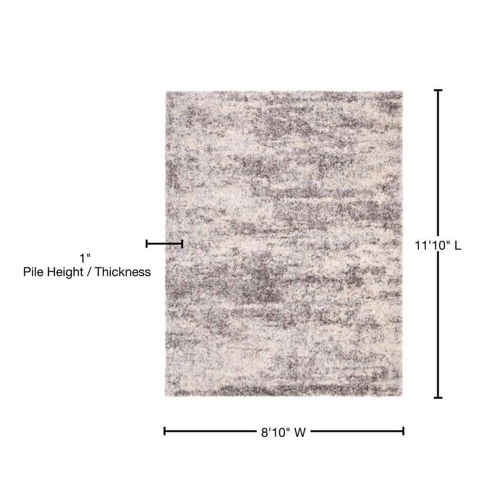 Berber Shag Grey/Cream 9 ft. x 12 ft. Geometric Area Rug by SAFAVIEH 8 Berber Shag Grey/Cream 9 ft. x 12 ft. Geometric Area Rug by SAFAVIEH - Image 8