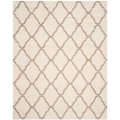 Hudson Shag Ivory/Beige 8 ft. x 10 ft. Geometric Diamond Trellis Area Rug by SAFAVIEH
