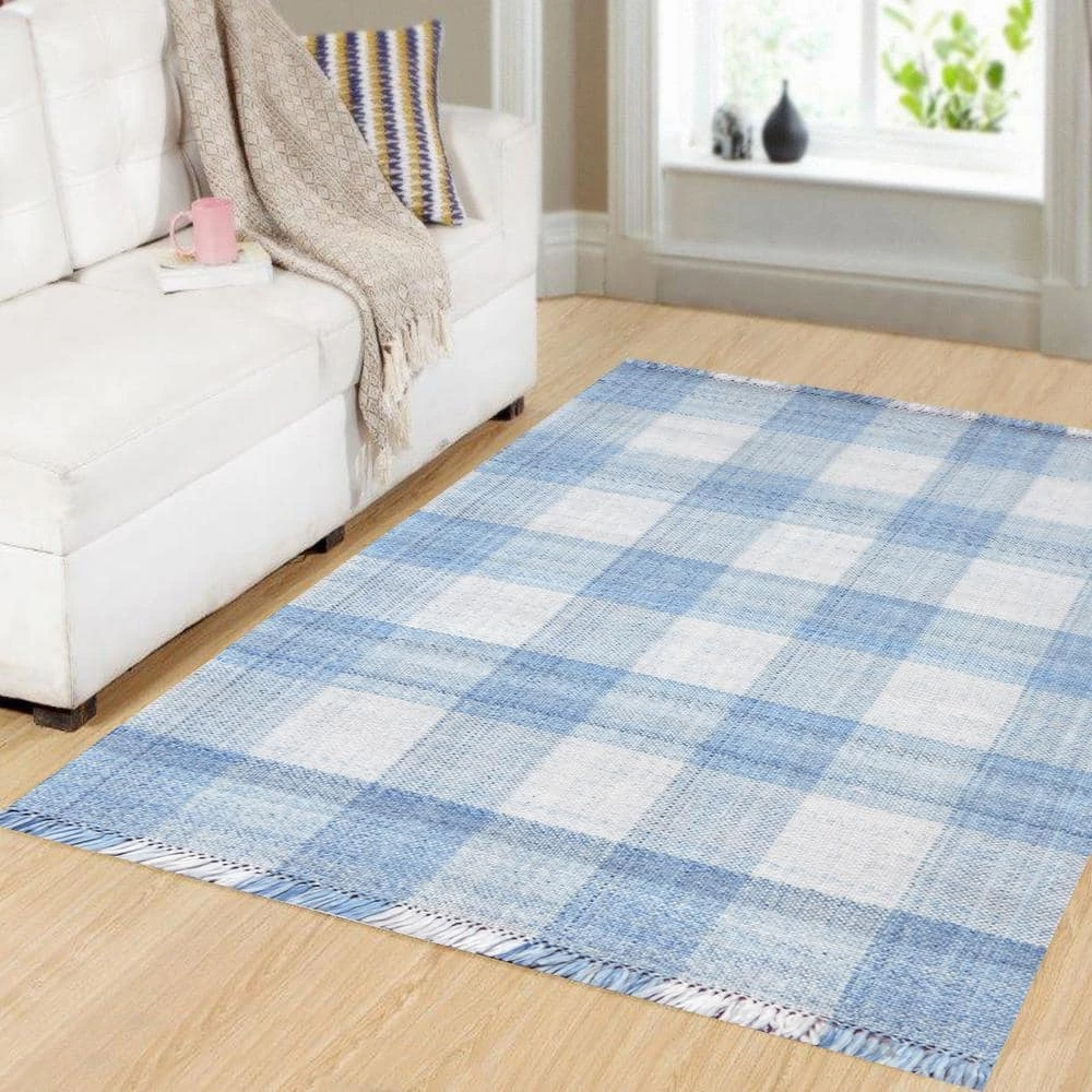 Titus Ivory/Blue 8 ft. x 10 ft. Plaid Area Rug by Dynamic Rugs 4 Titus Ivory/Blue 8 ft. x 10 ft. Plaid Area Rug by Dynamic Rugs - Image 4