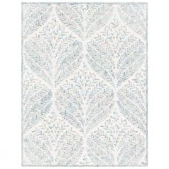 Capri Ivory/Blue 9 ft. x 12 ft. Geometric Leaf Area Rug by SAFAVIEH