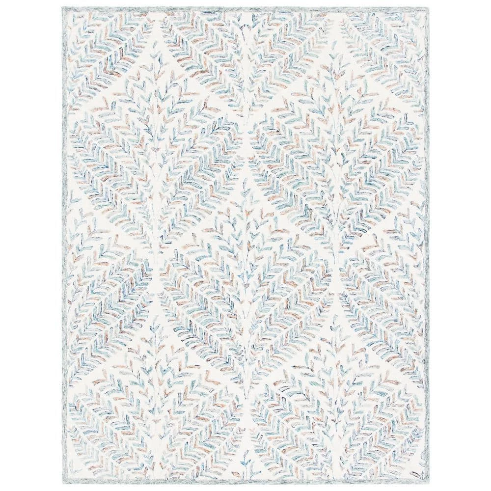 Capri Ivory/Blue 9 ft. x 12 ft. Geometric Leaf Area Rug by SAFAVIEH 1 Capri Ivory/Blue 9 ft. x 12 ft. Geometric Leaf Area Rug by SAFAVIEH