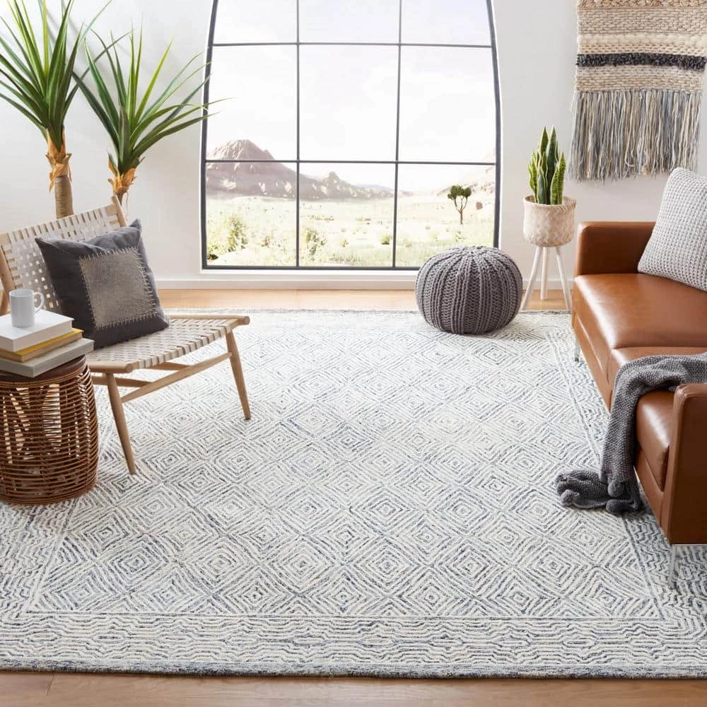 Capri Ivory/Blue 9 ft. x 12 ft. Border Diamond Area Rug by SAFAVIEH 2 Capri Ivory/Blue 9 ft. x 12 ft. Border Diamond Area Rug by SAFAVIEH - Image 2