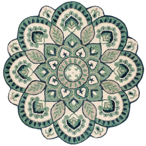 Novelty Ivory/Blue 9 ft. x 9 ft. Medallion Floral Round Area Rug by SAFAVIEH 1 Novelty Ivory/Blue 9 ft. x 9 ft. Medallion Floral Round Area Rug by SAFAVIEH
