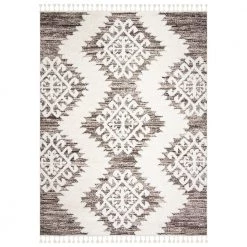 Moroccan Tassel Shag Ivory/Brown 8 ft. x 10 ft. Geometric Area Rug by SAFAVIEH
