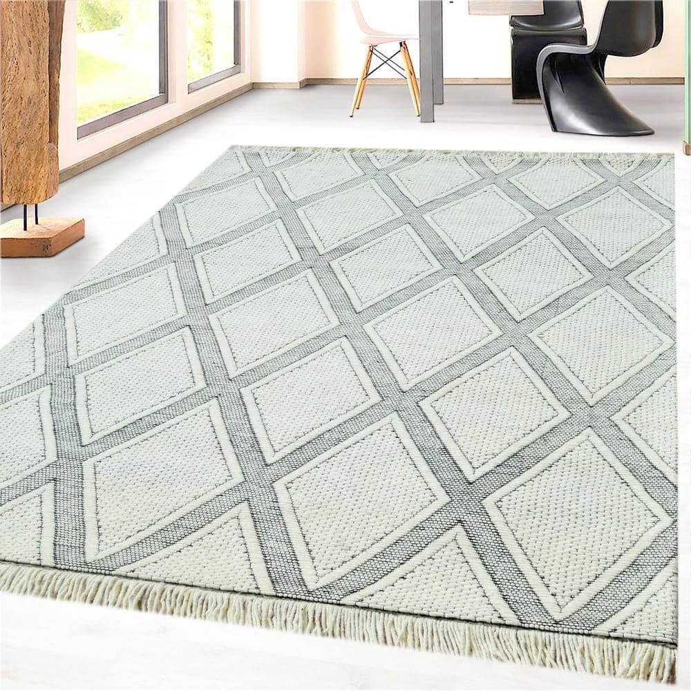 Lola Ivory/Charcoal 8 ft. x 10 ft. Geometric Area Rug by Dynamic Rugs 2 Lola Ivory/Charcoal 8 ft. x 10 ft. Geometric Area Rug by Dynamic Rugs - Image 2