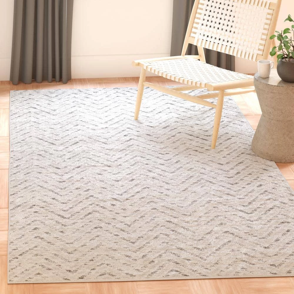 Adirondack Ivory/Charcoal 8 ft. x 10 ft. Chevron Area Rug by SAFAVIEH 7 Adirondack Ivory/Charcoal 8 ft. x 10 ft. Chevron Area Rug by SAFAVIEH - Image 7