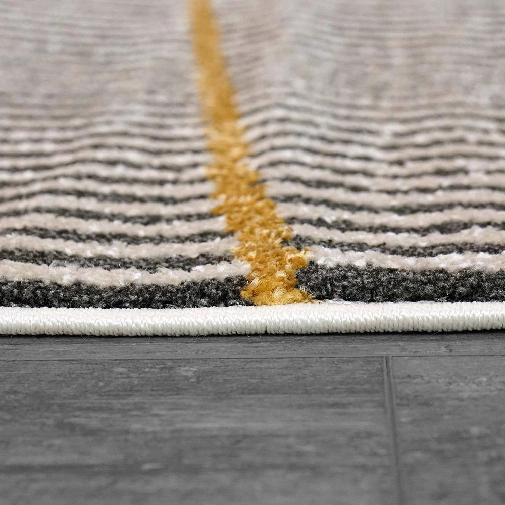 Robin Ivory/Dark Grey/Gold 5 ft. 3 in. x 7 ft. 2 in. Geometric Area Rug by Dynamic Rugs 4 Robin Ivory/Dark Grey/Gold 5 ft. 3 in. x 7 ft. 2 in. Geometric Area Rug by Dynamic Rugs - Image 4