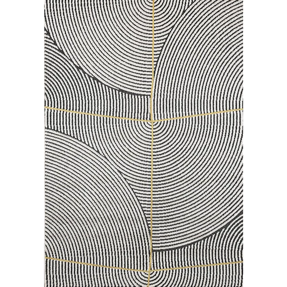 Robin Ivory/Dark Grey/Gold 5 ft. 3 in. x 7 ft. 2 in. Geometric Area Rug by Dynamic Rugs 1 Robin Ivory/Dark Grey/Gold 5 ft. 3 in. x 7 ft. 2 in. Geometric Area Rug by Dynamic Rugs