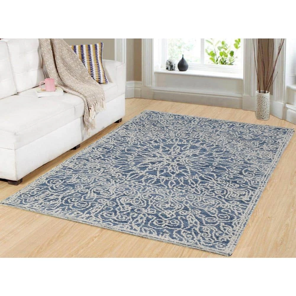 Darcy Ivory/Denim 5 ft. x 8 ft. Medallion Area Rug by Dynamic Rugs 2 Darcy Ivory/Denim 5 ft. x 8 ft. Medallion Area Rug by Dynamic Rugs - Image 2