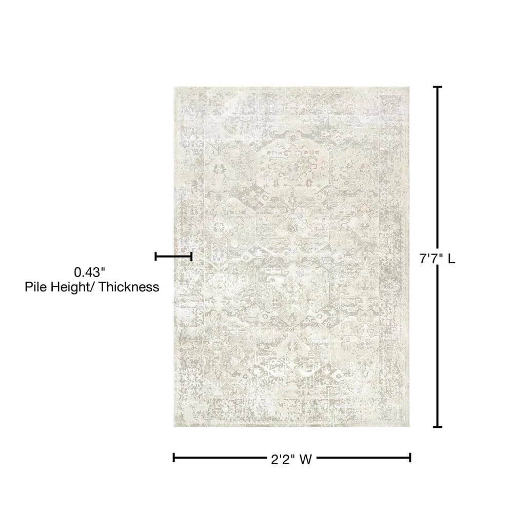 Quartz Ivory 2 ft. 2 in. x 7 ft. 7 in. Transitional Polyester Area Rug by Dynamic Rugs 4 Quartz Ivory 2 ft. 2 in. x 7 ft. 7 in. Transitional Polyester Area Rug by Dynamic Rugs - Image 4