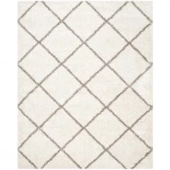 Hudson Shag Ivory/Gray 8 ft. x 10 ft. Geometric Diamonds Area Rug by SAFAVIEH