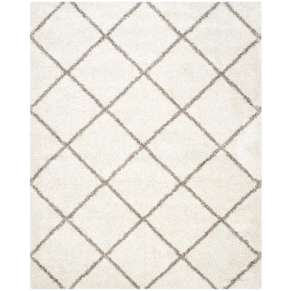 Hudson Shag Ivory/Gray 8 ft. x 10 ft. Geometric Diamonds Area Rug by SAFAVIEH 1 Hudson Shag Ivory/Gray 8 ft. x 10 ft. Geometric Diamonds Area Rug by SAFAVIEH