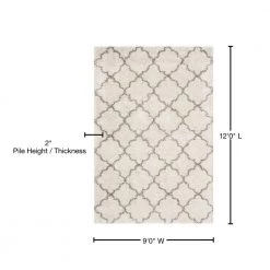 Hudson Shag Ivory/Gray 9 ft. x 12 ft. Geometric Quatrefoil Area Rug by SAFAVIEH -SAFAVIEH Shop ivory gray safavieh area rugs sgh282a 9 76 1000