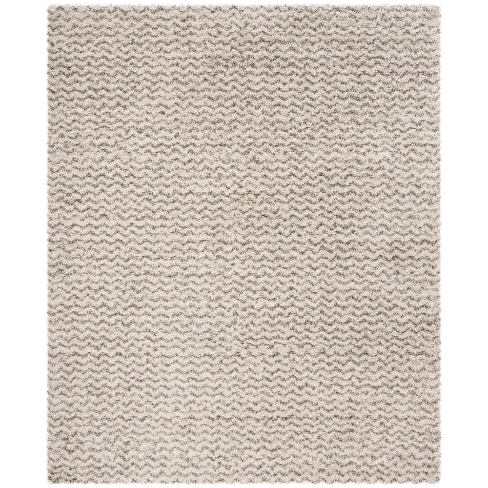 Hudson Shag Ivory/Gray 8 ft. x 10 ft. Geometric Striped Chevron Area Rug by SAFAVIEH 1 Hudson Shag Ivory/Gray 8 ft. x 10 ft. Geometric Striped Chevron Area Rug by SAFAVIEH