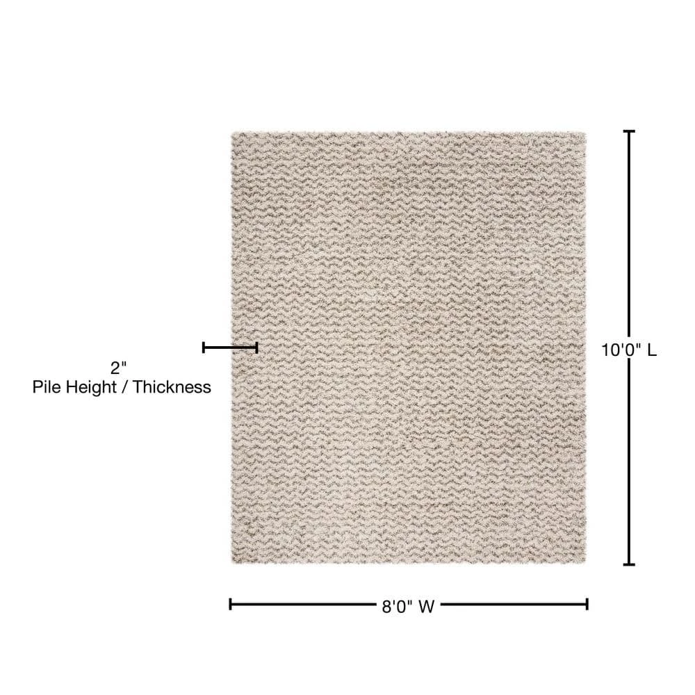 Hudson Shag Ivory/Gray 8 ft. x 10 ft. Geometric Striped Chevron Area Rug by SAFAVIEH 8 Hudson Shag Ivory/Gray 8 ft. x 10 ft. Geometric Striped Chevron Area Rug by SAFAVIEH - Image 8