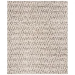 Hudson Shag Ivory/Gray 9 ft. x 12 ft. Geometric Striped Chevron Area Rug by SAFAVIEH