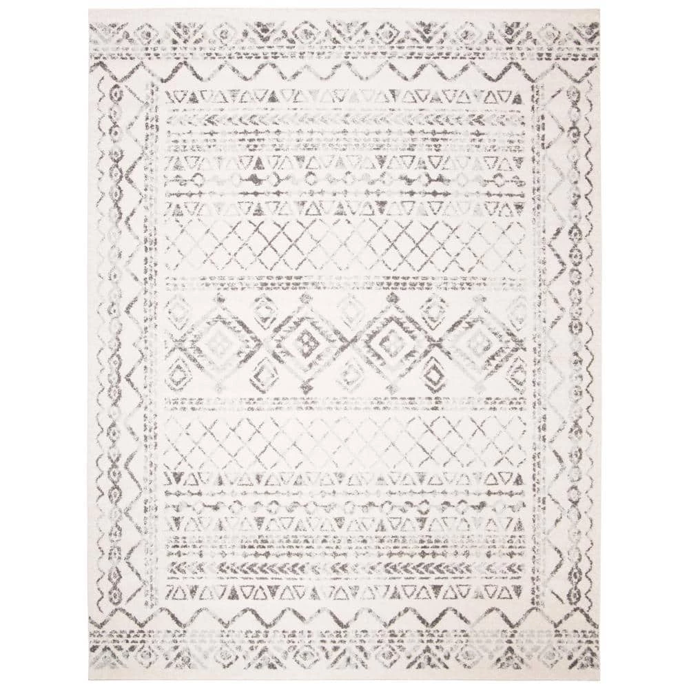 Tulum Ivory/Gray 9 ft. x 12 ft. Border Tribal Distressed Area Rug by SAFAVIEH 1 Tulum Ivory/Gray 9 ft. x 12 ft. Border Tribal Distressed Area Rug by SAFAVIEH