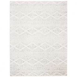 Tulum Ivory/Gray 9 ft. x 12 ft. Striped Tribal Geometric Area Rug by SAFAVIEH