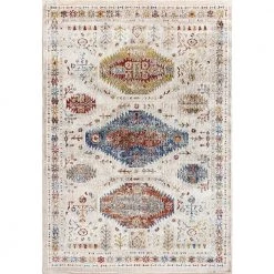 Falcon Ivory/Grey/Blue/Red/Gold 2 ft. 2 in. x 7 ft. 7 in. Moroccan Area Rug by Dynamic Rugs