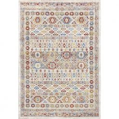 Falcon Ivory/Grey/Blue/Red/Gold 2 ft. 2 in. x 7 ft. 7 in. Oriental Area Rug by Dynamic Rugs