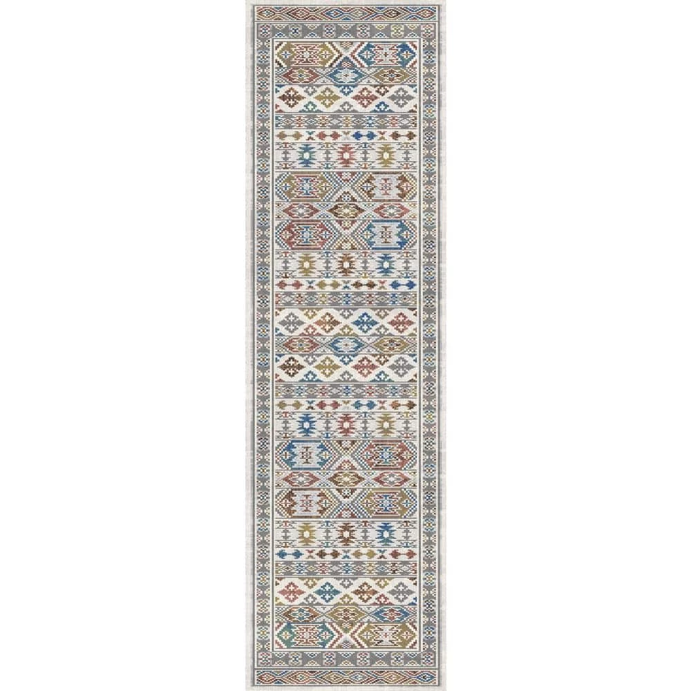 Falcon Ivory/Grey/Blue/Red/Gold 2 ft. 2 in. x 7 ft. 7 in. Oriental Area Rug by Dynamic Rugs 6 Falcon Ivory/Grey/Blue/Red/Gold 2 ft. 2 in. x 7 ft. 7 in. Oriental Area Rug by Dynamic Rugs - Image 6