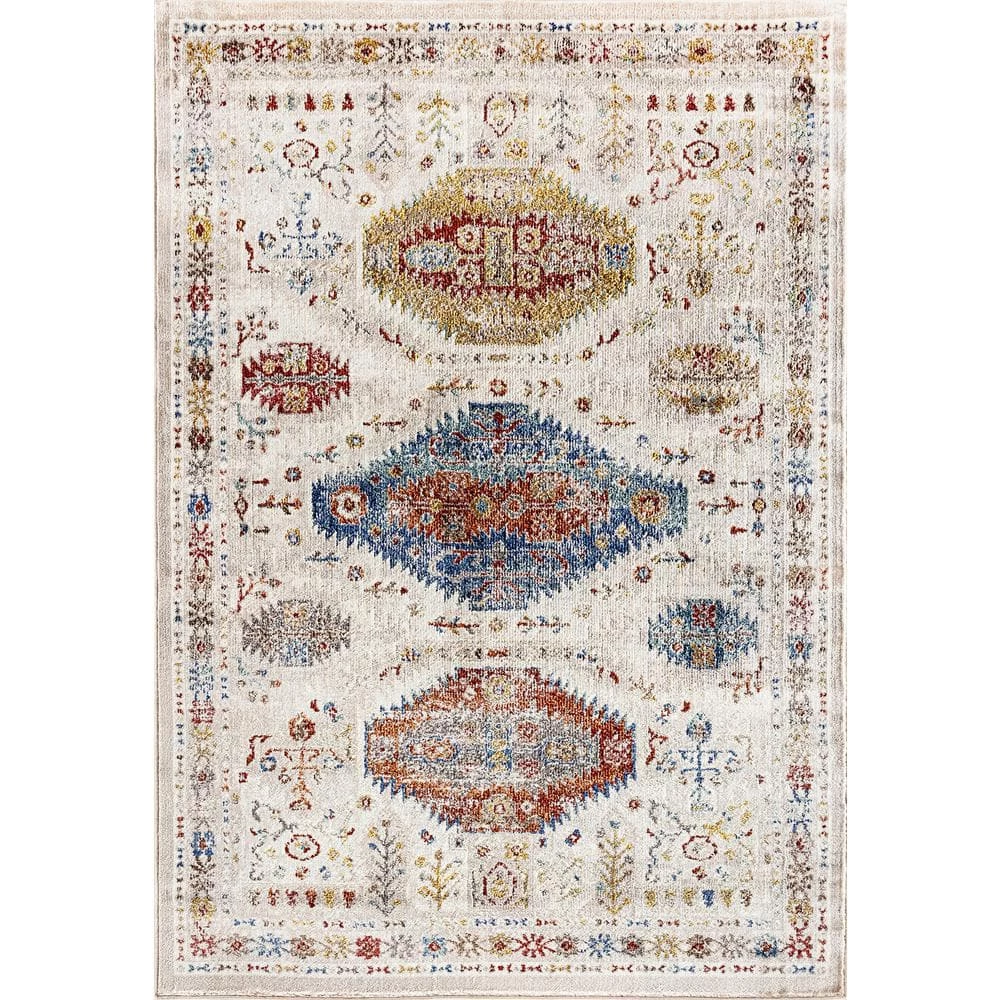Falcon Ivory/Grey/Blue/Red/Gold 3 ft. 11 in. x 5 ft. 3 in. Moroccan Area Rug by Dynamic Rugs 1 Falcon Ivory/Grey/Blue/Red/Gold 3 ft. 11 in. x 5 ft. 3 in. Moroccan Area Rug by Dynamic Rugs