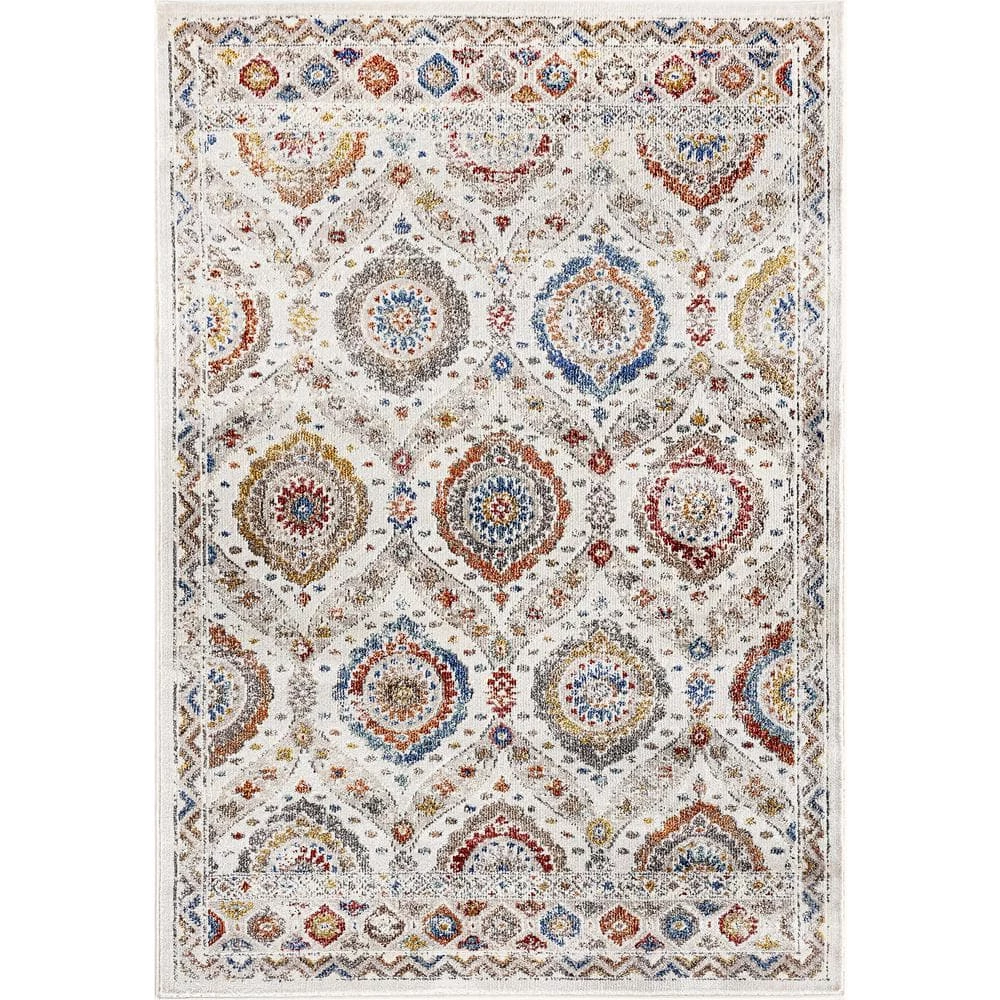 Falcon Ivory/Grey/Blue/Red/Gold 7 ft. 10 in. x 10 ft. 6 in. Oriental Area Rug by Dynamic Rugs 1 Falcon Ivory/Grey/Blue/Red/Gold 7 ft. 10 in. x 10 ft. 6 in. Oriental Area Rug by Dynamic Rugs