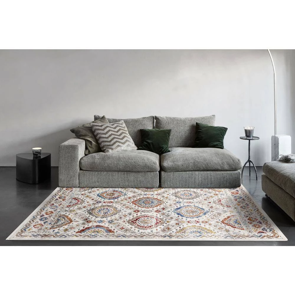 Falcon Ivory/Grey/Blue/Red/Gold 7 ft. 10 in. x 10 ft. 6 in. Oriental Area Rug by Dynamic Rugs 2 Falcon Ivory/Grey/Blue/Red/Gold 7 ft. 10 in. x 10 ft. 6 in. Oriental Area Rug by Dynamic Rugs - Image 2