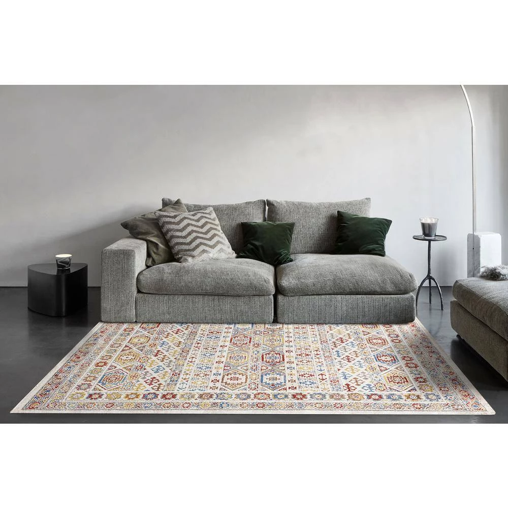 Falcon Ivory/Grey/Blue/Red/Gold 7 ft. 10 in. x 10 ft. 6 in. Oriental Area Rug by Dynamic Rugs 2 Falcon Ivory/Grey/Blue/Red/Gold 7 ft. 10 in. x 10 ft. 6 in. Oriental Area Rug by Dynamic Rugs - Image 2