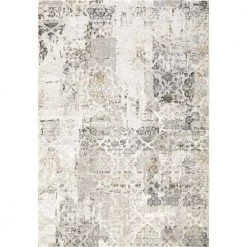 Quartz Ivory/Grey 2 ft. 2 in. x 7 ft. 7 in. Transitional Polyester Area Rug by Dynamic Rugs