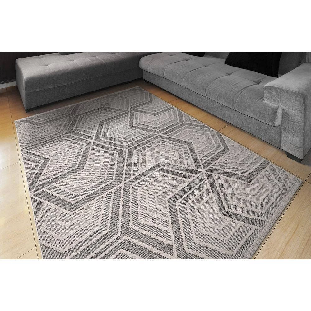 Seville Ivory/Grey 5 ft. x 7 ft. Geometric Area Rug by Dynamic Rugs 2 Seville Ivory/Grey 5 ft. x 7 ft. Geometric Area Rug by Dynamic Rugs - Image 2