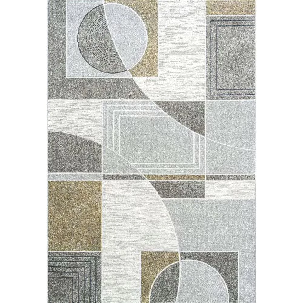 Polaris Ivory/Grey/Gold 7 ft. 10 in. x 10 ft. 10 in. Geometric Area Rug by Dynamic Rugs 1 Polaris Ivory/Grey/Gold 7 ft. 10 in. x 10 ft. 10 in. Geometric Area Rug by Dynamic Rugs