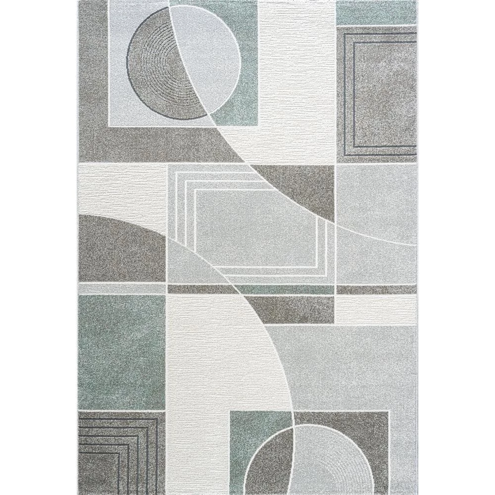 Polaris Ivory/Grey/Teal 6 ft. 7 in. x 9 ft. 6 in. Geometric Area Rug by Dynamic Rugs 1 Polaris Ivory/Grey/Teal 6 ft. 7 in. x 9 ft. 6 in. Geometric Area Rug by Dynamic Rugs