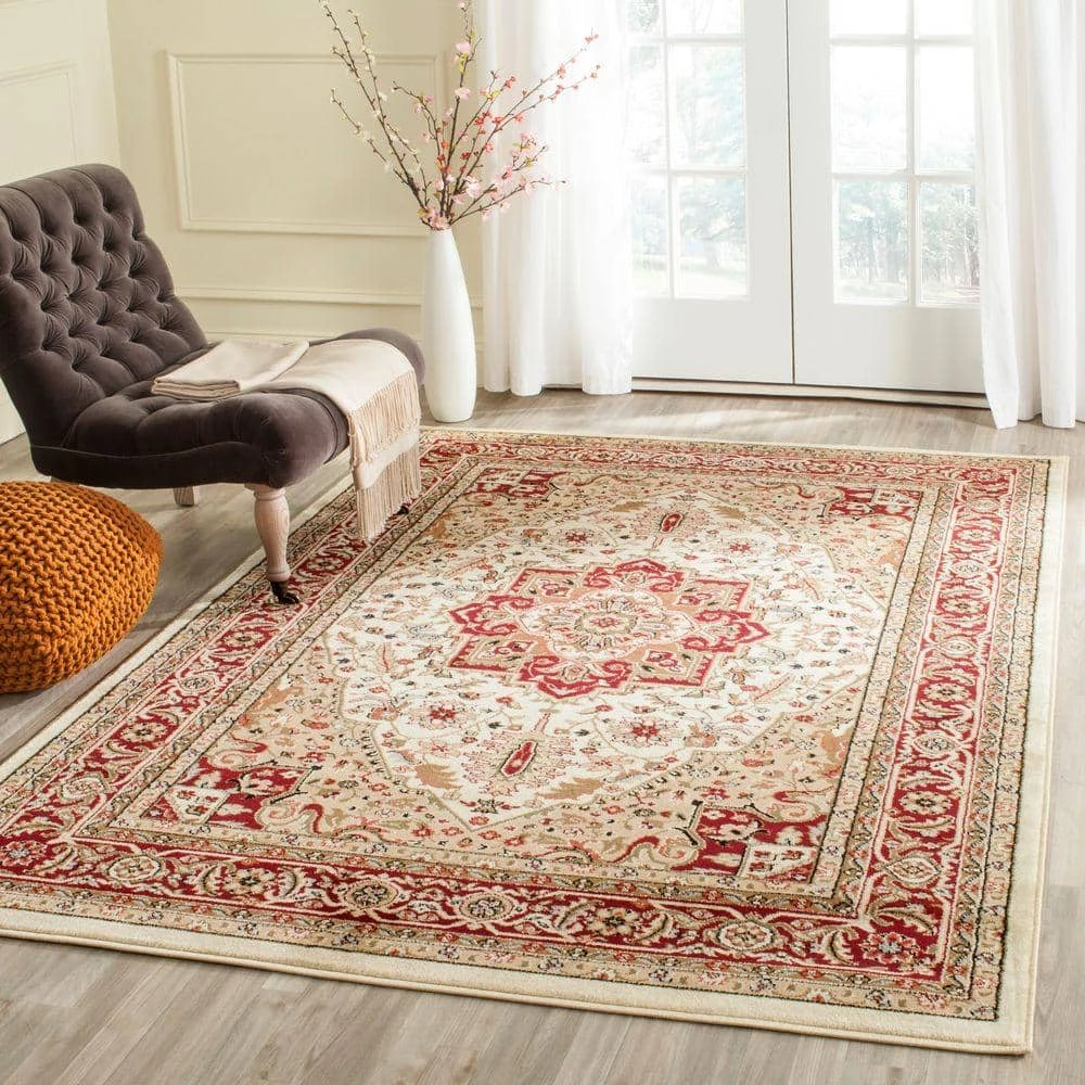 Lyndhurst Ivory/Red 10 ft. x 14 ft. Border Area Rug by SAFAVIEH 2 Lyndhurst Ivory/Red 10 ft. x 14 ft. Border Area Rug by SAFAVIEH - Image 2