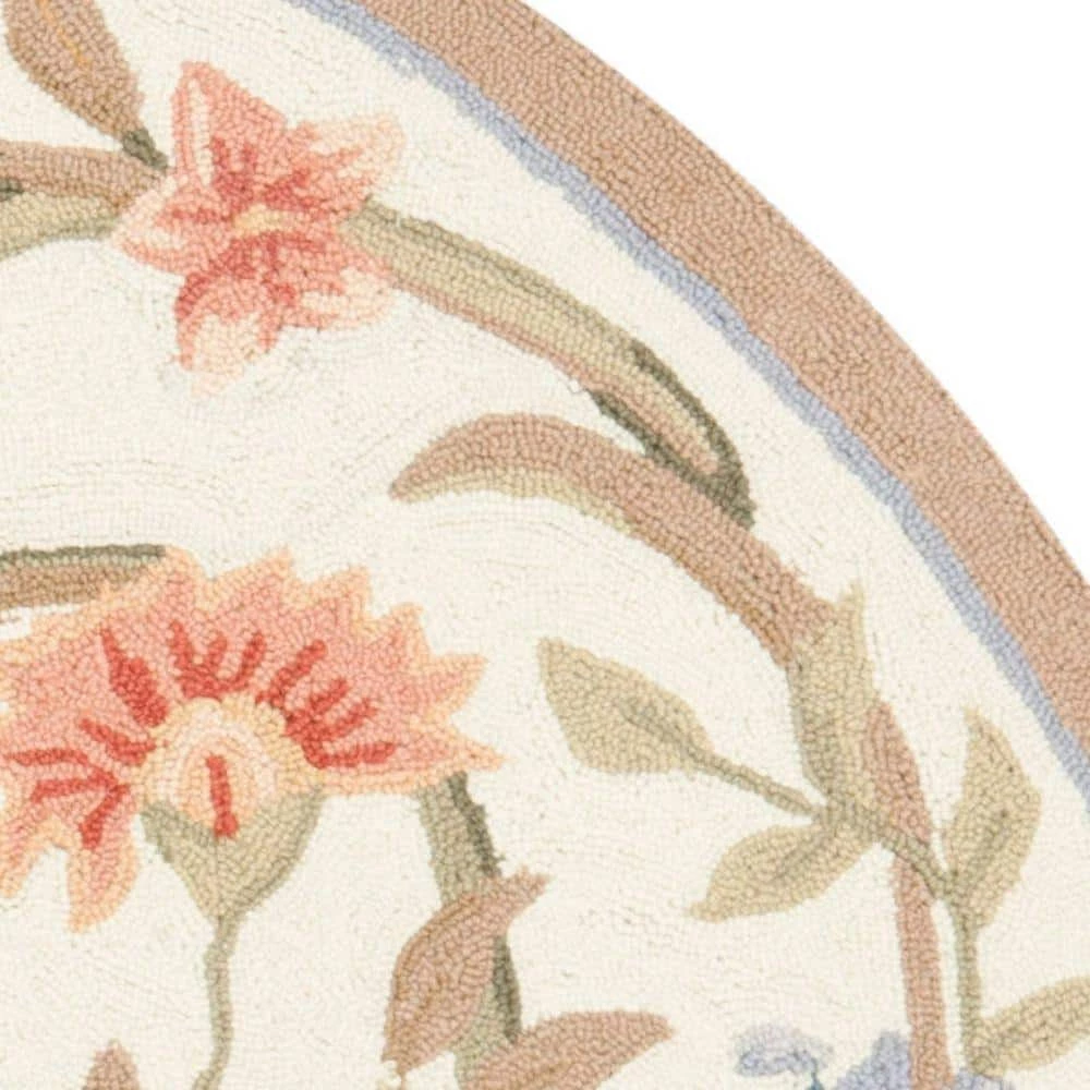 Chelsea Ivory 8 ft. x 8 ft. Round Floral Border Solid Area Rug by SAFAVIEH 5 Chelsea Ivory 8 ft. x 8 ft. Round Floral Border Solid Area Rug by SAFAVIEH - Image 5