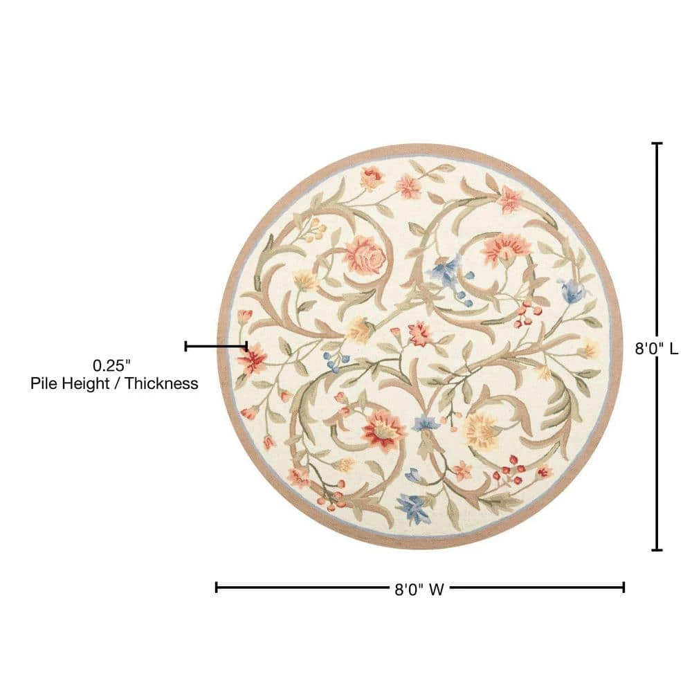 Chelsea Ivory 8 ft. x 8 ft. Round Floral Border Solid Area Rug by SAFAVIEH 6 Chelsea Ivory 8 ft. x 8 ft. Round Floral Border Solid Area Rug by SAFAVIEH - Image 6
