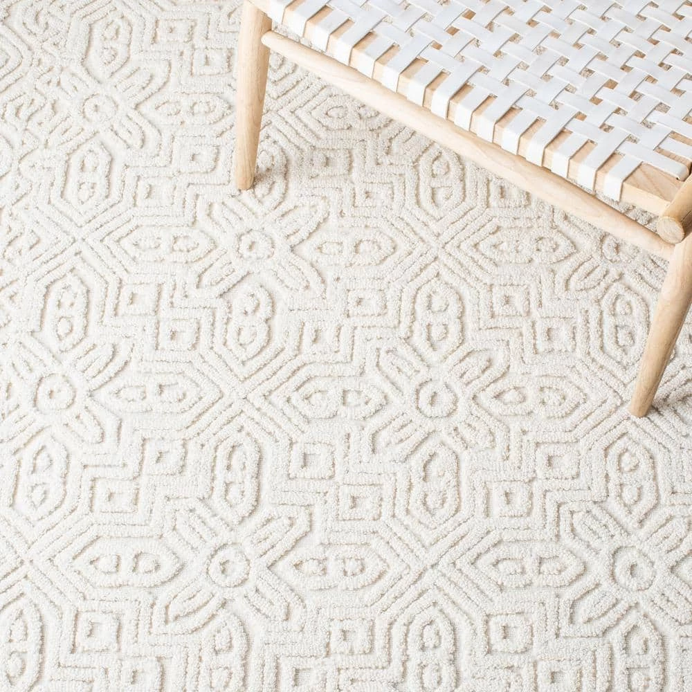 Textural Ivory 8 ft. x 10 ft. Solid Color Geometric Area Rug by SAFAVIEH 6 Textural Ivory 8 ft. x 10 ft. Solid Color Geometric Area Rug by SAFAVIEH - Image 6