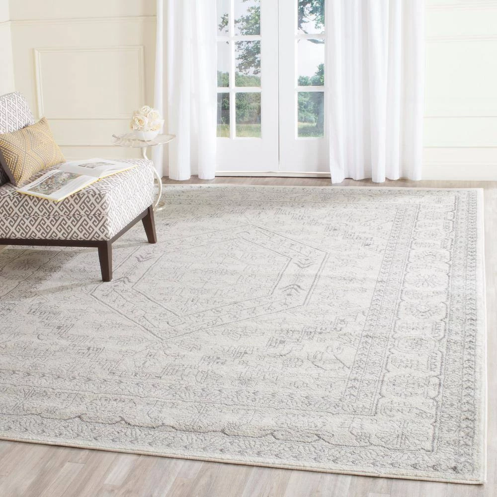 Adirondack Ivory/Silver 8 ft. x 10 ft. Border Medallion Area Rug by SAFAVIEH 11 Adirondack Ivory/Silver 8 ft. x 10 ft. Border Medallion Area Rug by SAFAVIEH - Image 11