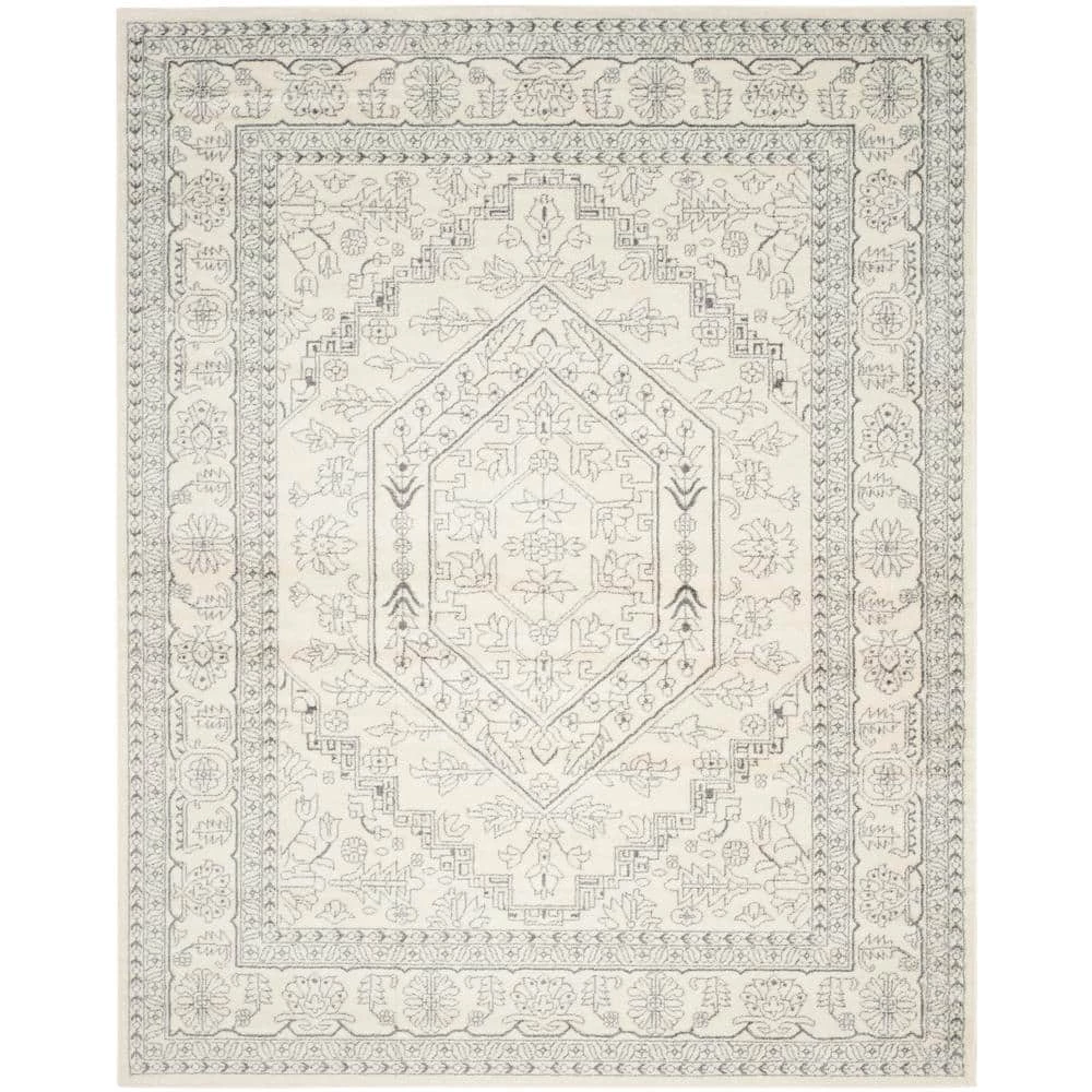 Adirondack Ivory/Silver 8 ft. x 10 ft. Border Medallion Area Rug by SAFAVIEH 1 Adirondack Ivory/Silver 8 ft. x 10 ft. Border Medallion Area Rug by SAFAVIEH