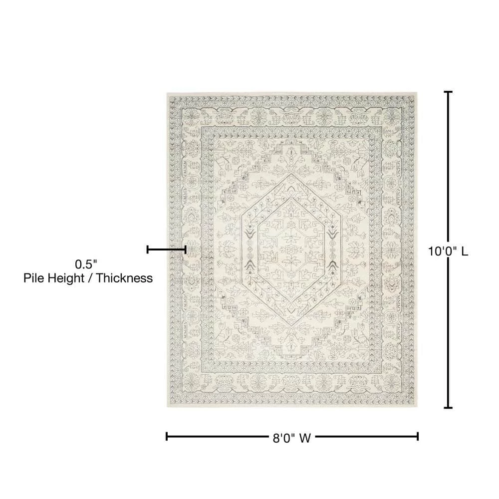 Adirondack Ivory/Silver 8 ft. x 10 ft. Border Medallion Area Rug by SAFAVIEH 9 Adirondack Ivory/Silver 8 ft. x 10 ft. Border Medallion Area Rug by SAFAVIEH - Image 9