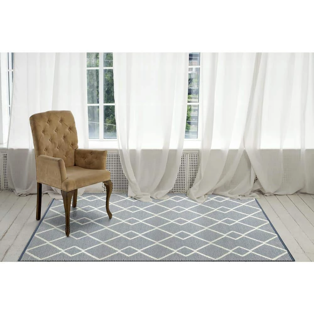 Maeve Ivory/Slate/Blue 3 ft. 6 in. x 5 ft. 6 in. Geometric Area Rug by Dynamic Rugs 2 Maeve Ivory/Slate/Blue 3 ft. 6 in. x 5 ft. 6 in. Geometric Area Rug by Dynamic Rugs - Image 2