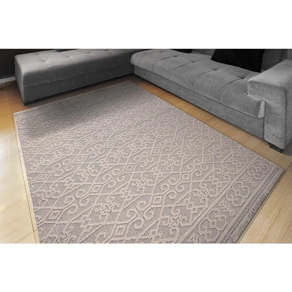 Seville Ivory/Soft Grey 5 ft. x 7 ft. Ikat Area Rug by Dynamic Rugs 2 Seville Ivory/Soft Grey 5 ft. x 7 ft. Ikat Area Rug by Dynamic Rugs - Image 2